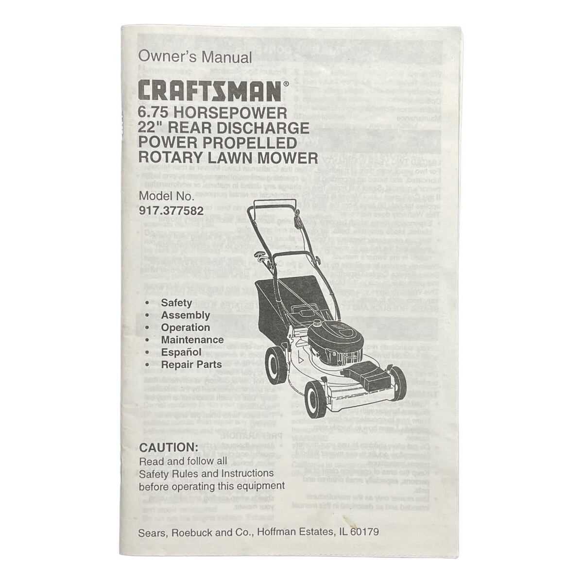 craftsman push lawn mower model 917 parts diagram