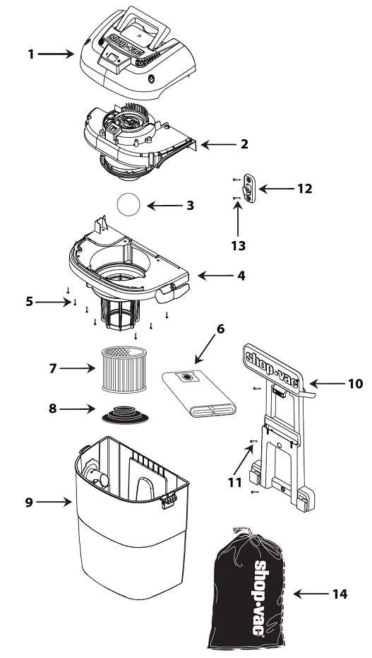 craftsman shop vac parts diagram