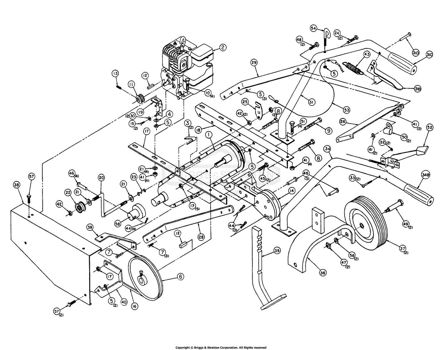 craftsman tiller parts diagram