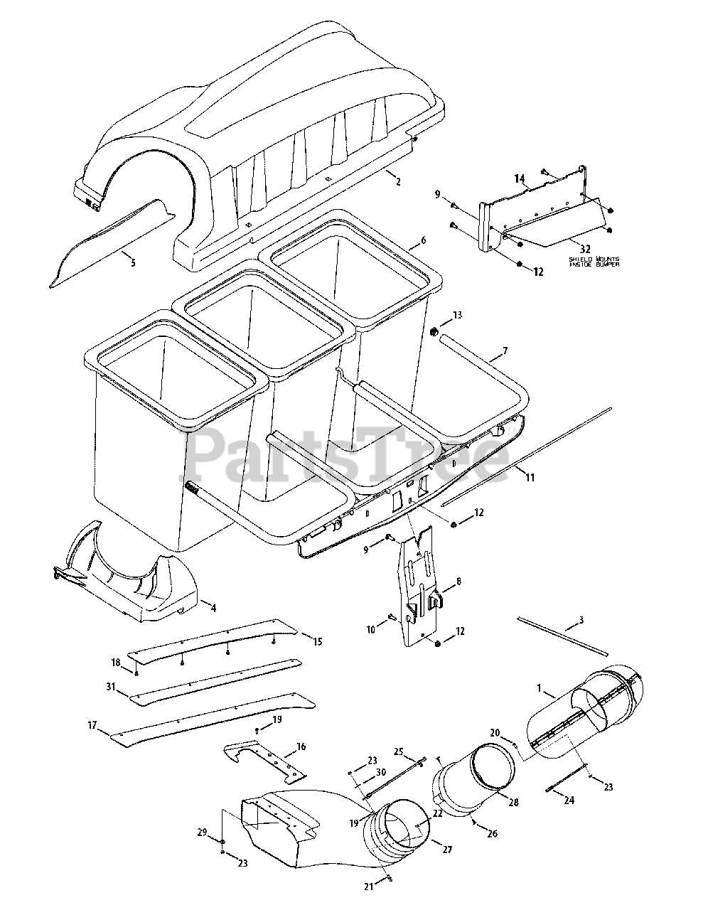 cub cadet bagger parts diagram