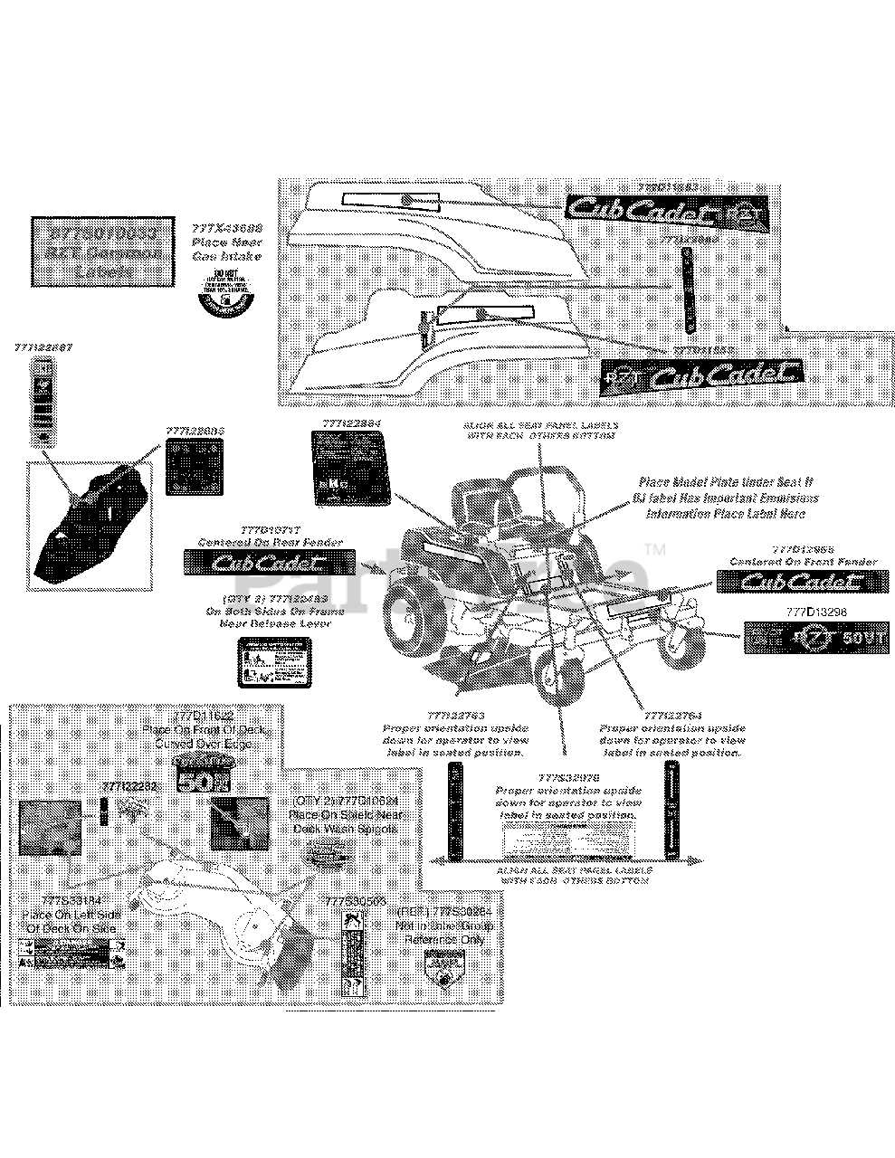 cub cadet rzt 50 parts diagram