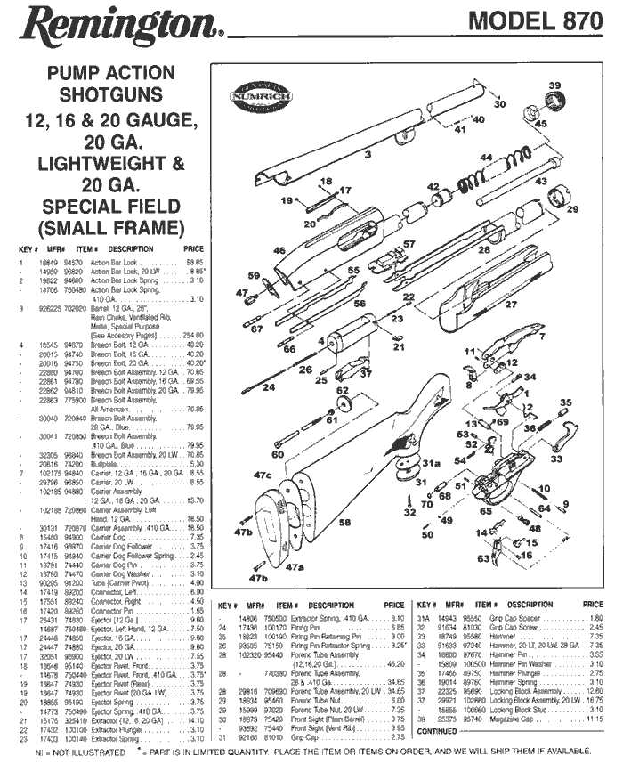 remington rm1159 parts diagram