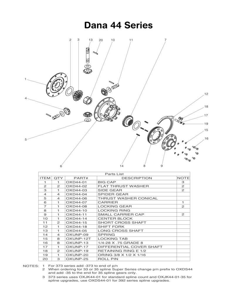 dana 44 parts diagram