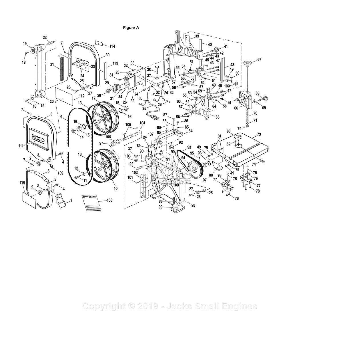 delta band saw parts diagram