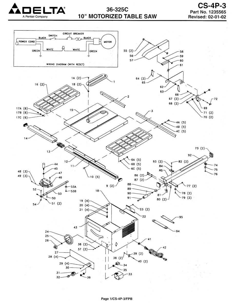 delta table saw parts diagram