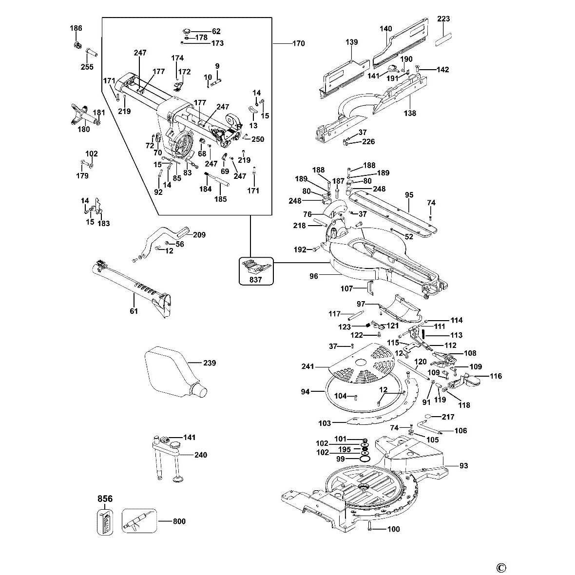 dewalt dws780 parts diagram