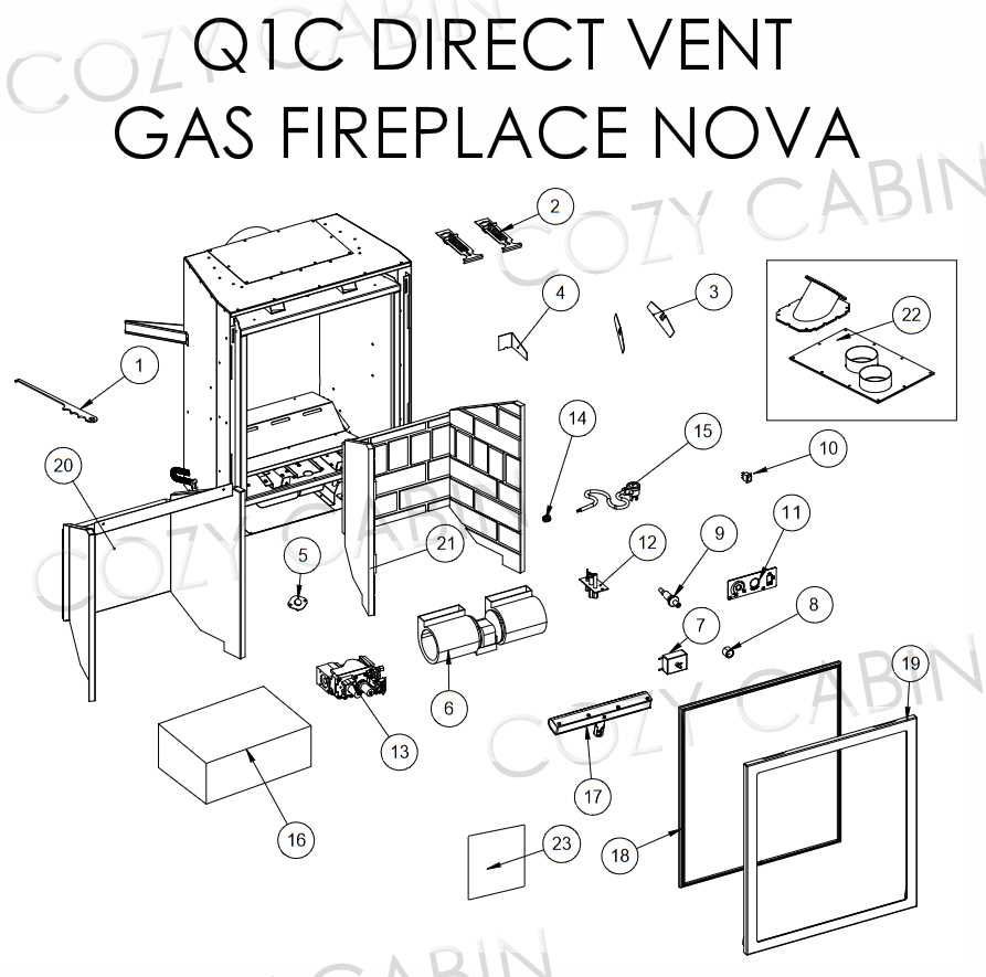 diagram of fireplace parts