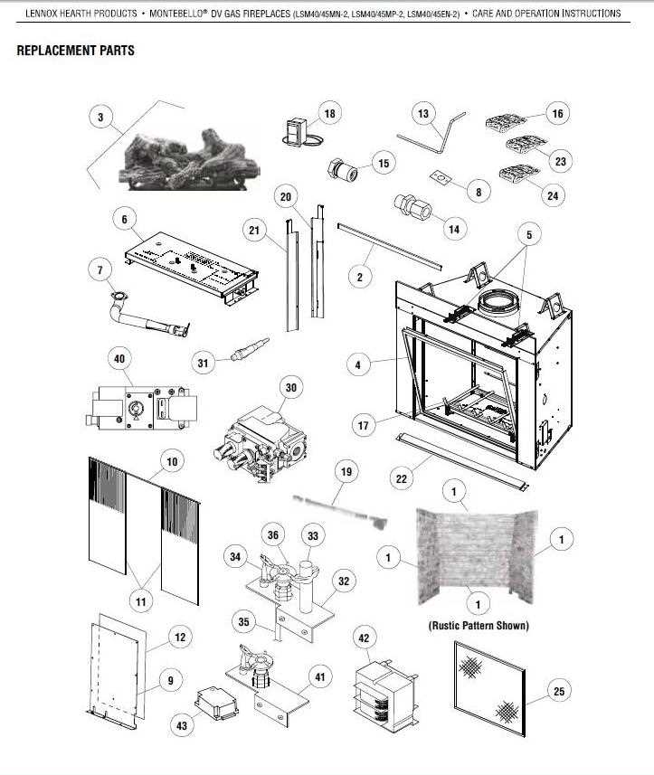 diagram of fireplace parts