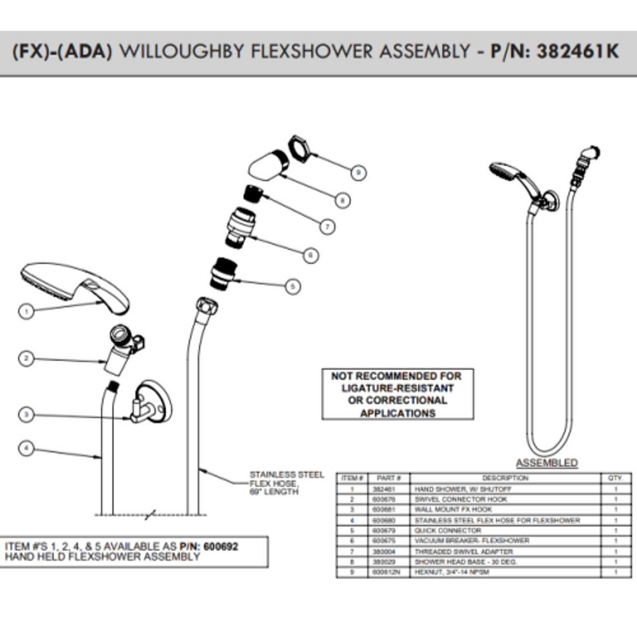 diagram shower head parts