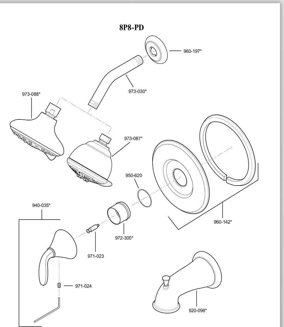 diagram shower head parts