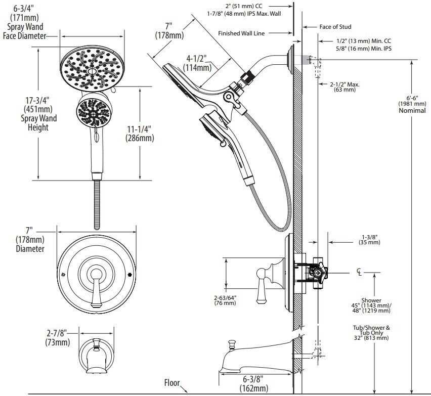 diagram shower head parts