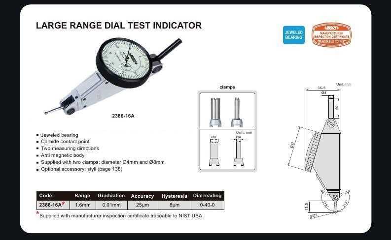 dial test indicator parts diagram