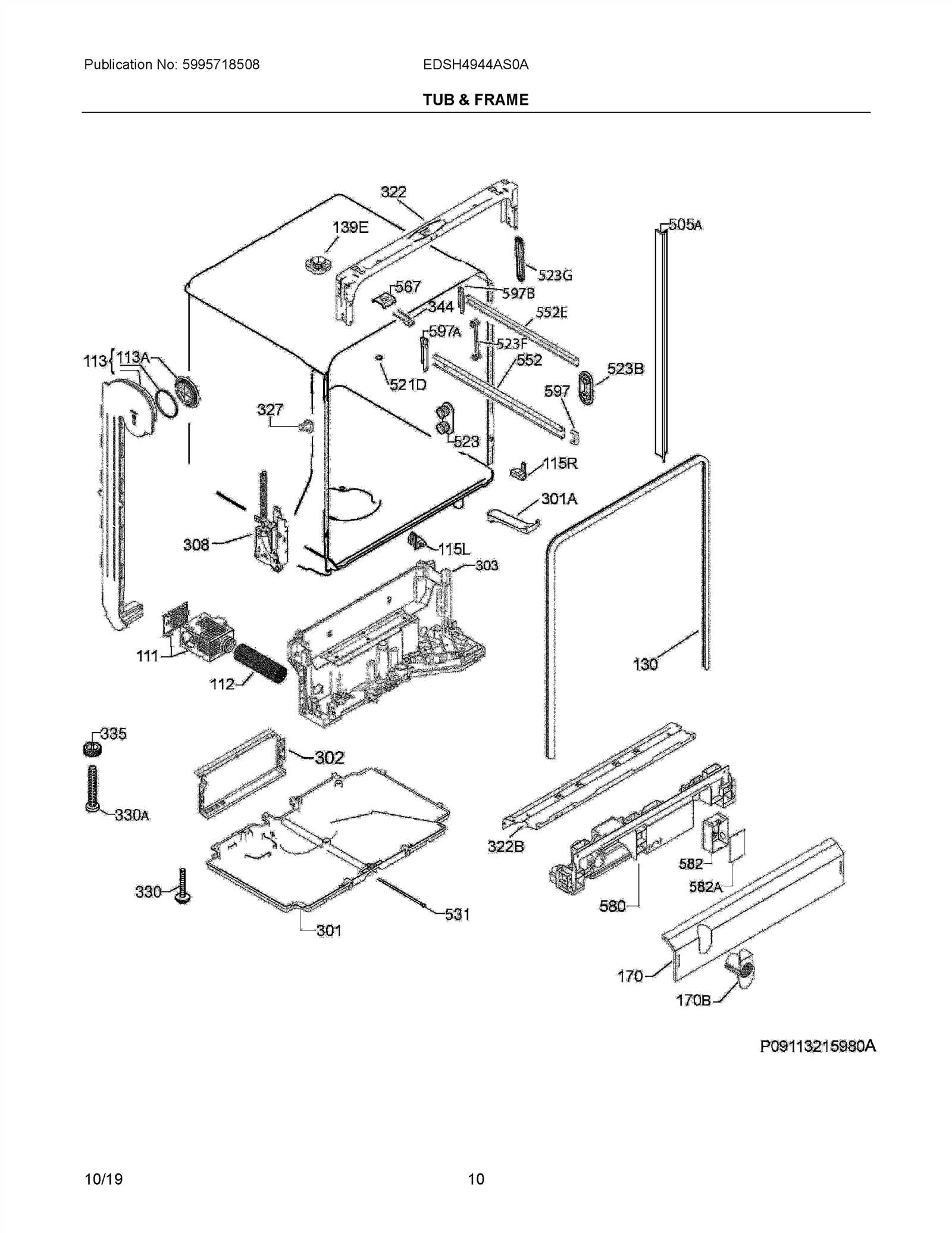 dishwasher parts diagram