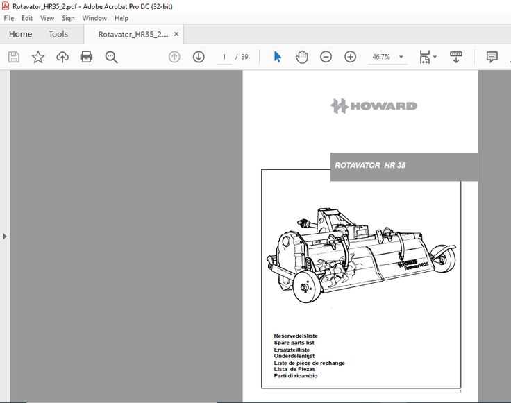 howard rotavator parts diagram