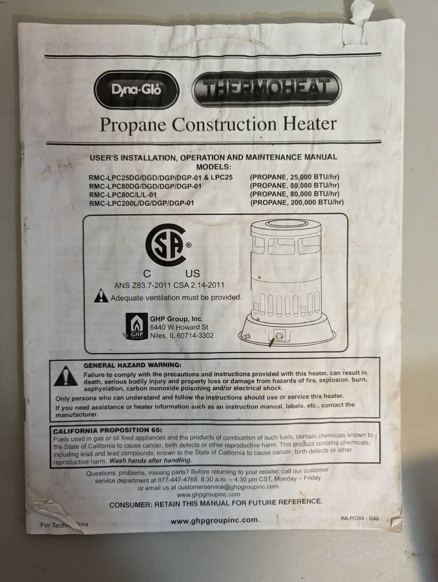 dyna glo heater parts diagram