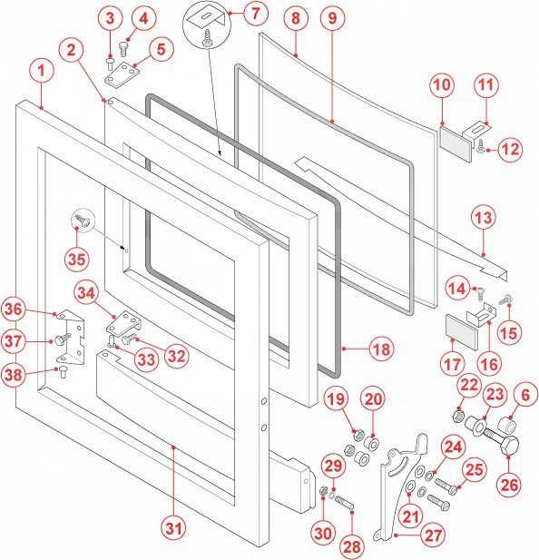 whirlpool oven door parts diagram