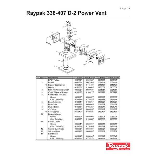 raypak 406a parts diagram