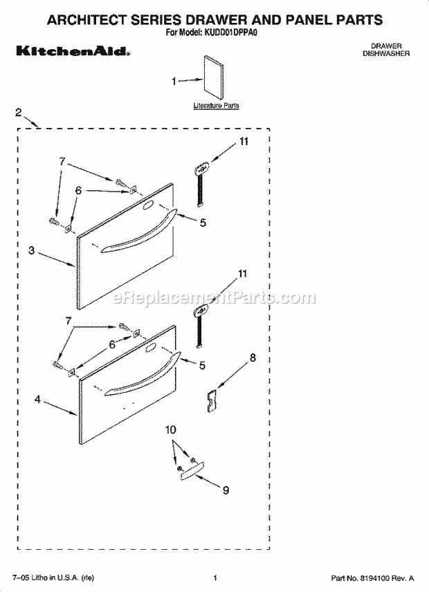 kitchen aid dishwasher parts diagram