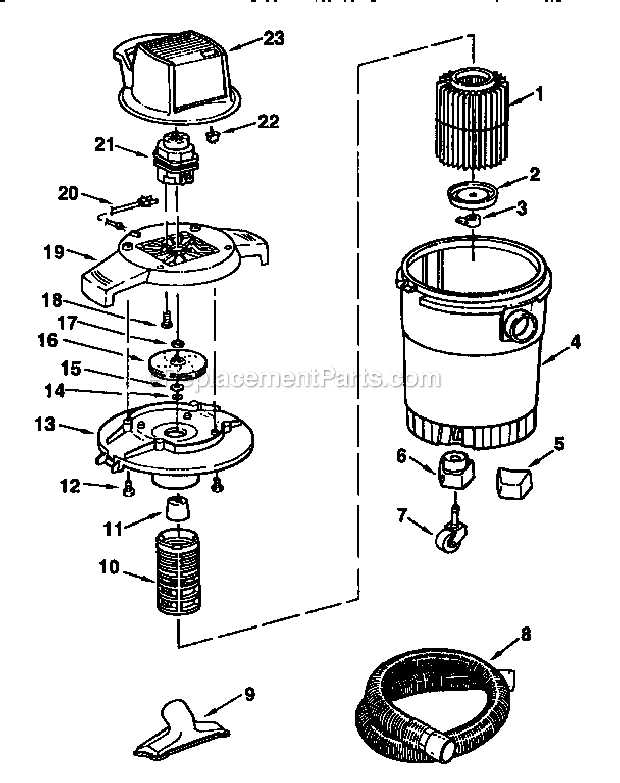 craftsman shop vac parts diagram