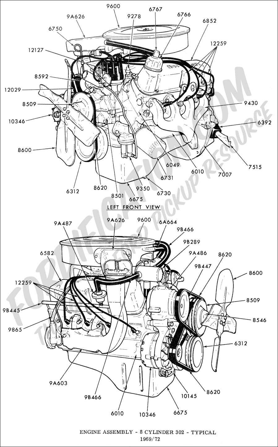 ford 302 engine parts diagram