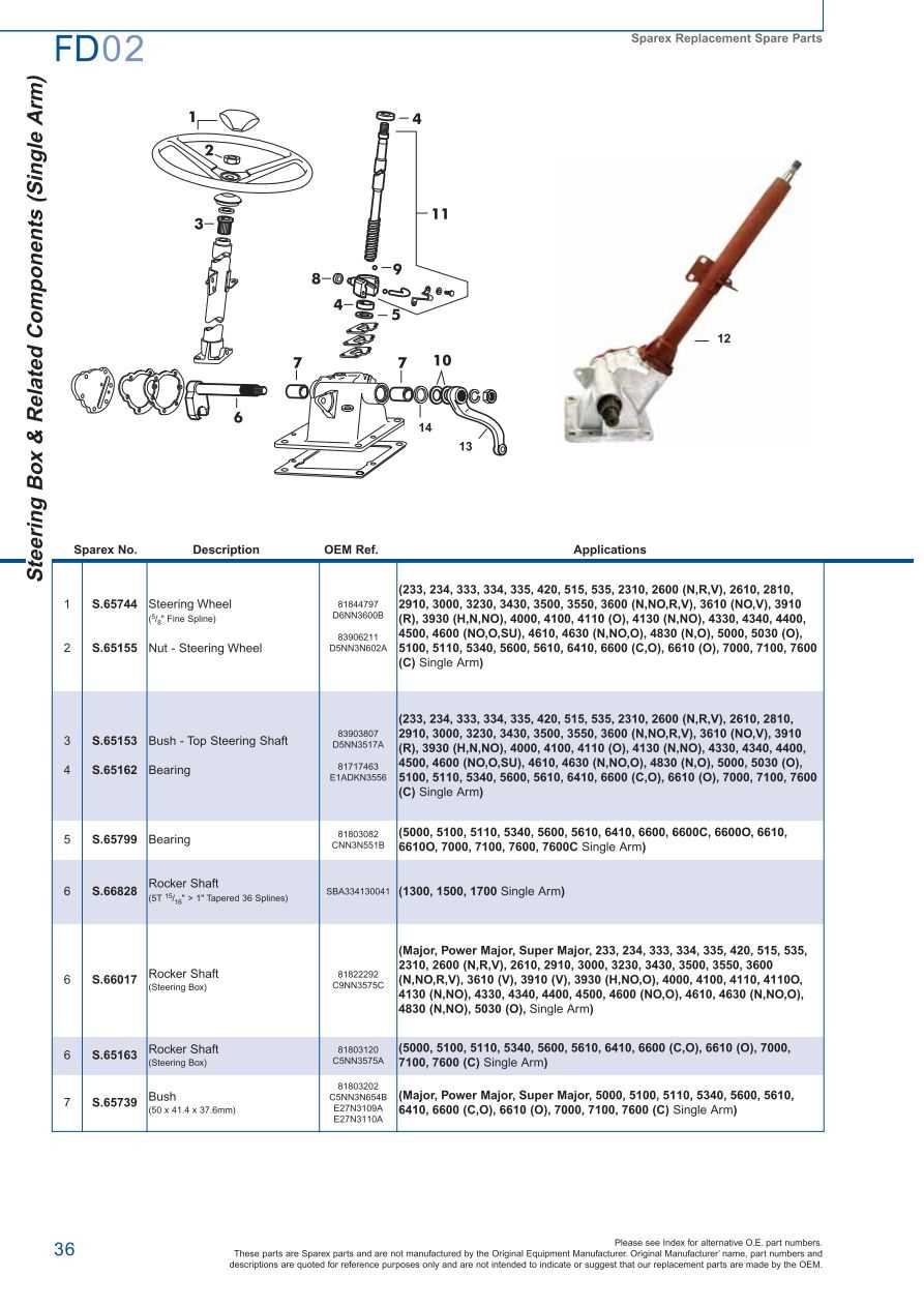 ford 5000 steering parts diagram