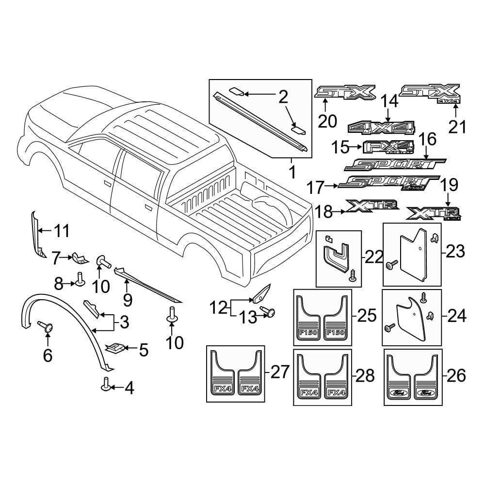 ford f150 front end body parts diagram