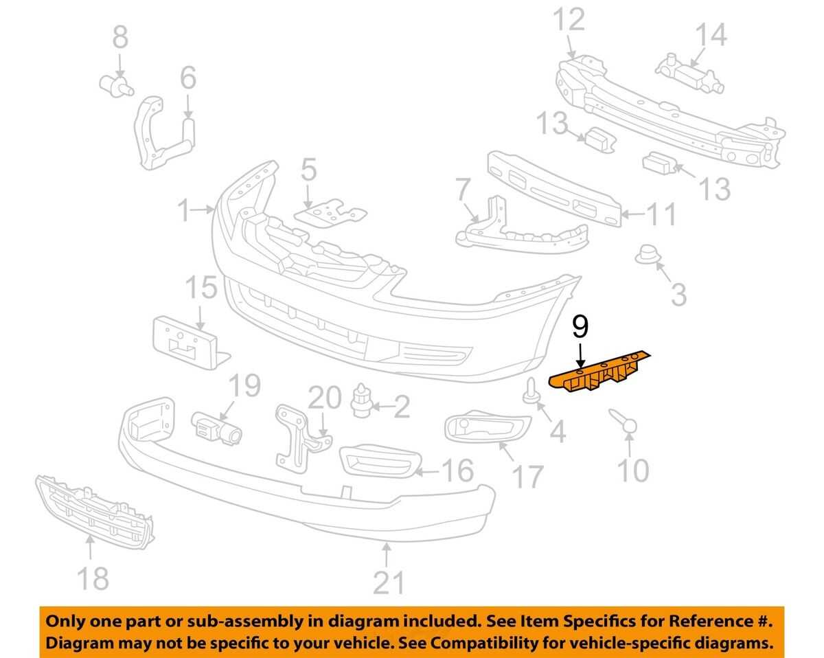 front end honda accord body parts diagram