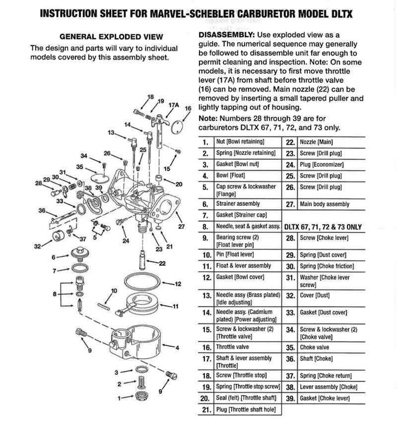 marvel schebler carburetor parts diagram