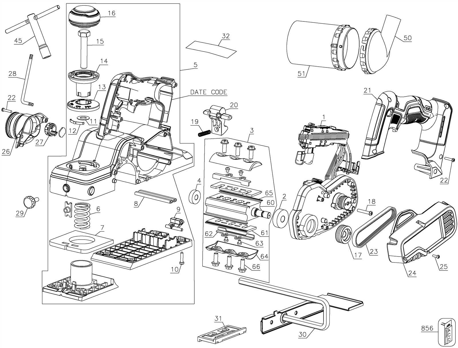 dewalt dw735 parts diagram