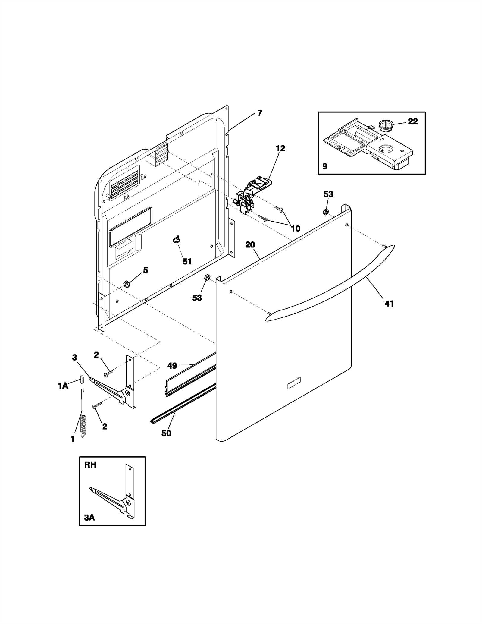 frigidaire gallery dishwasher parts diagram