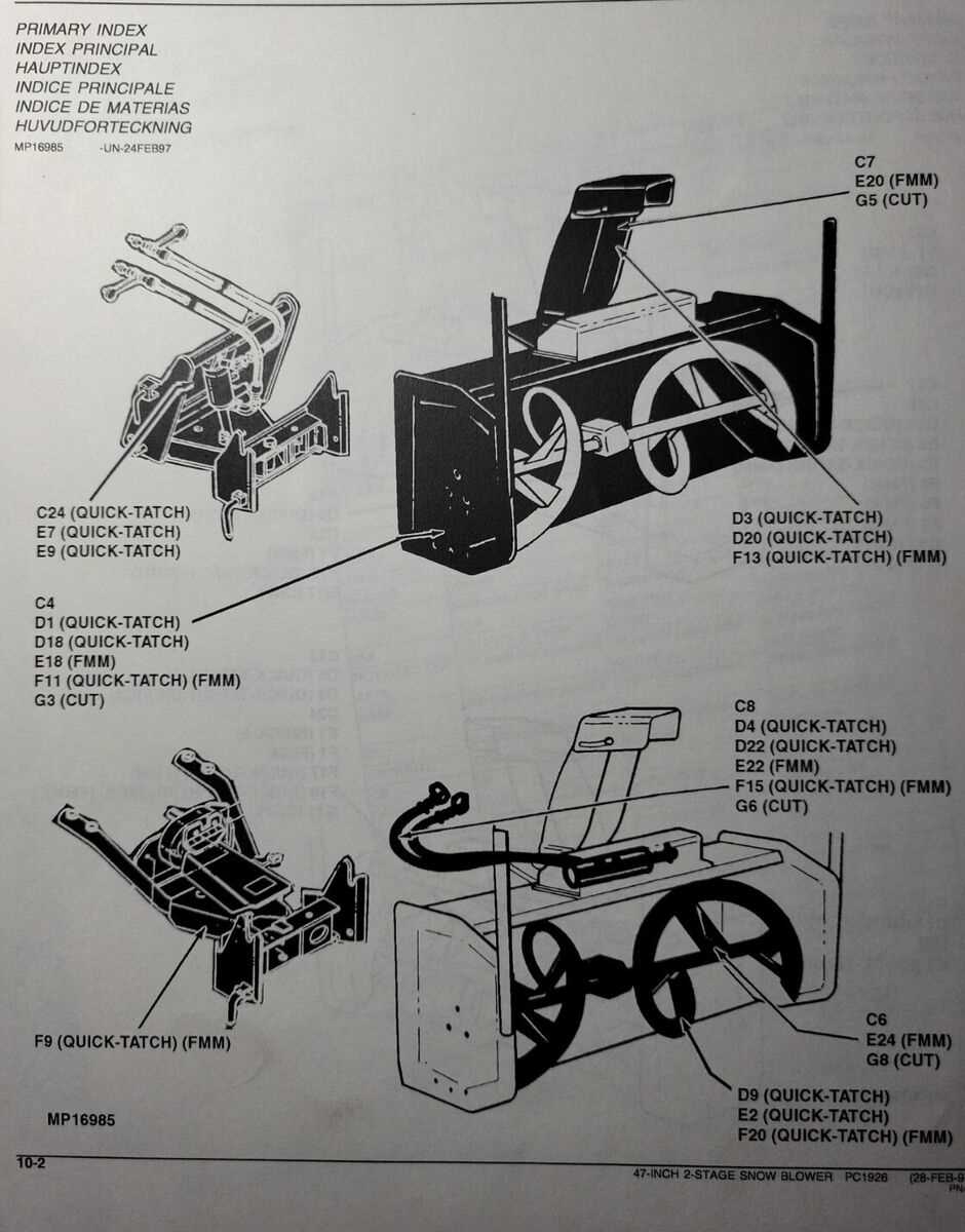 john deere 44 snowblower parts diagram