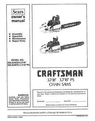 craftsman 358 chainsaw parts diagram