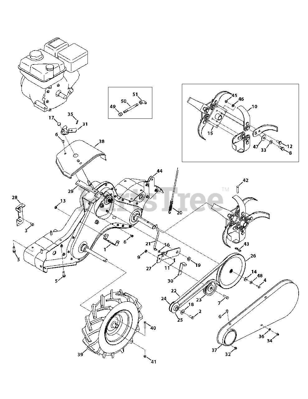 craftsman tiller parts diagram