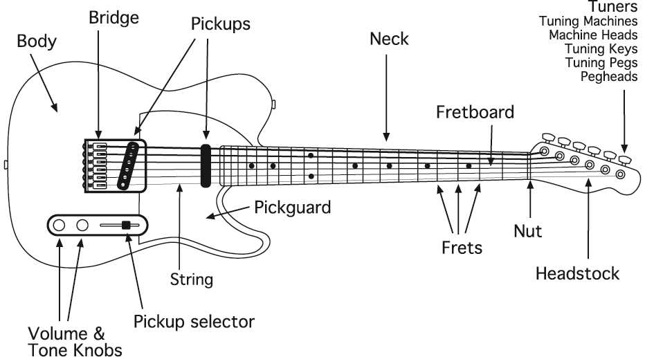 parts of a guitar diagram