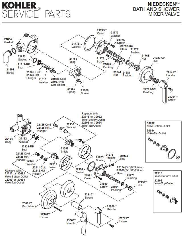 kohler shower faucet parts diagram