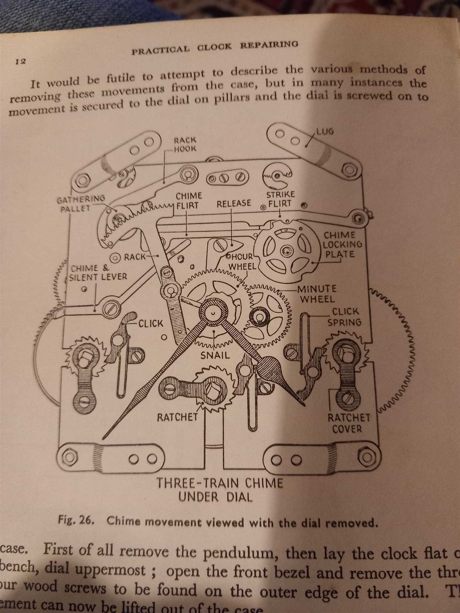 clock movement parts diagram