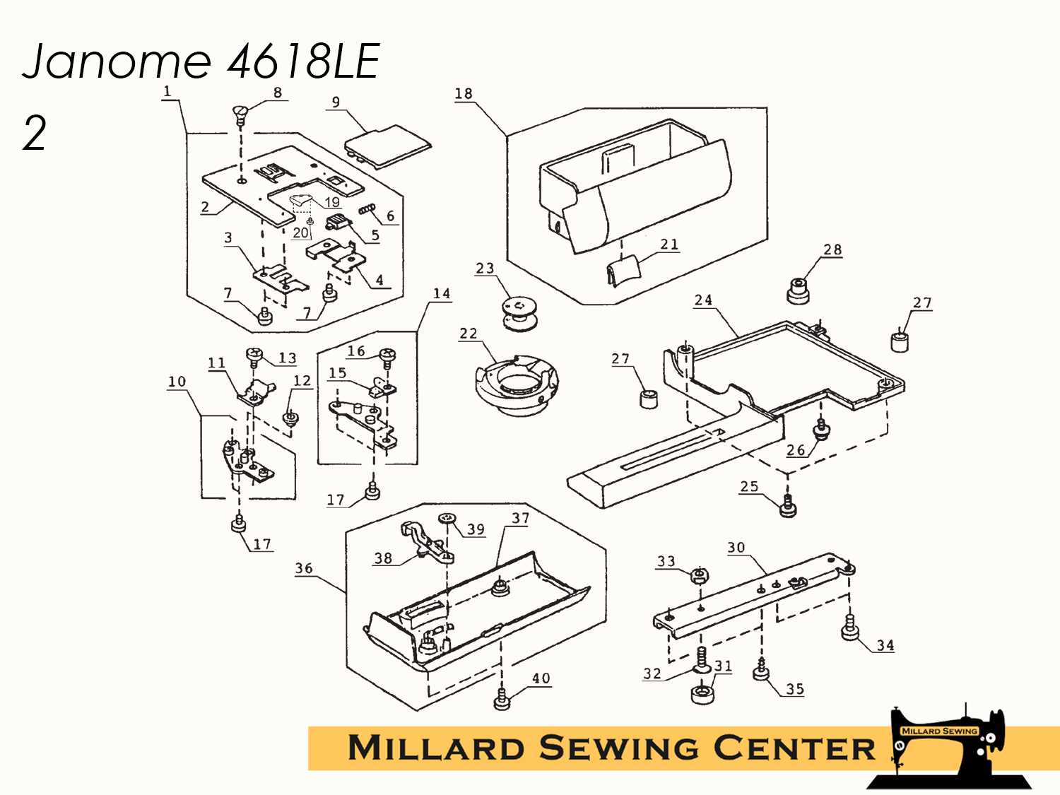 janome sewing machine parts diagram