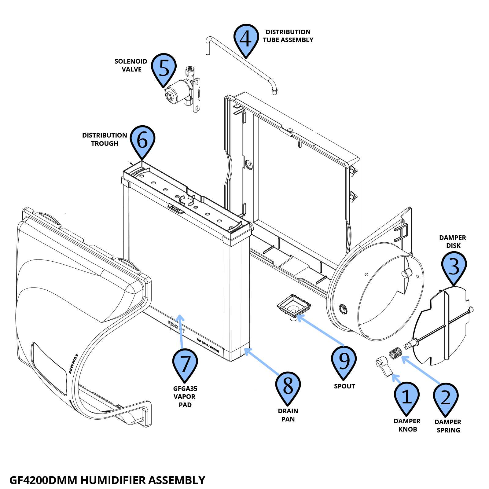 ge dehumidifier parts diagram