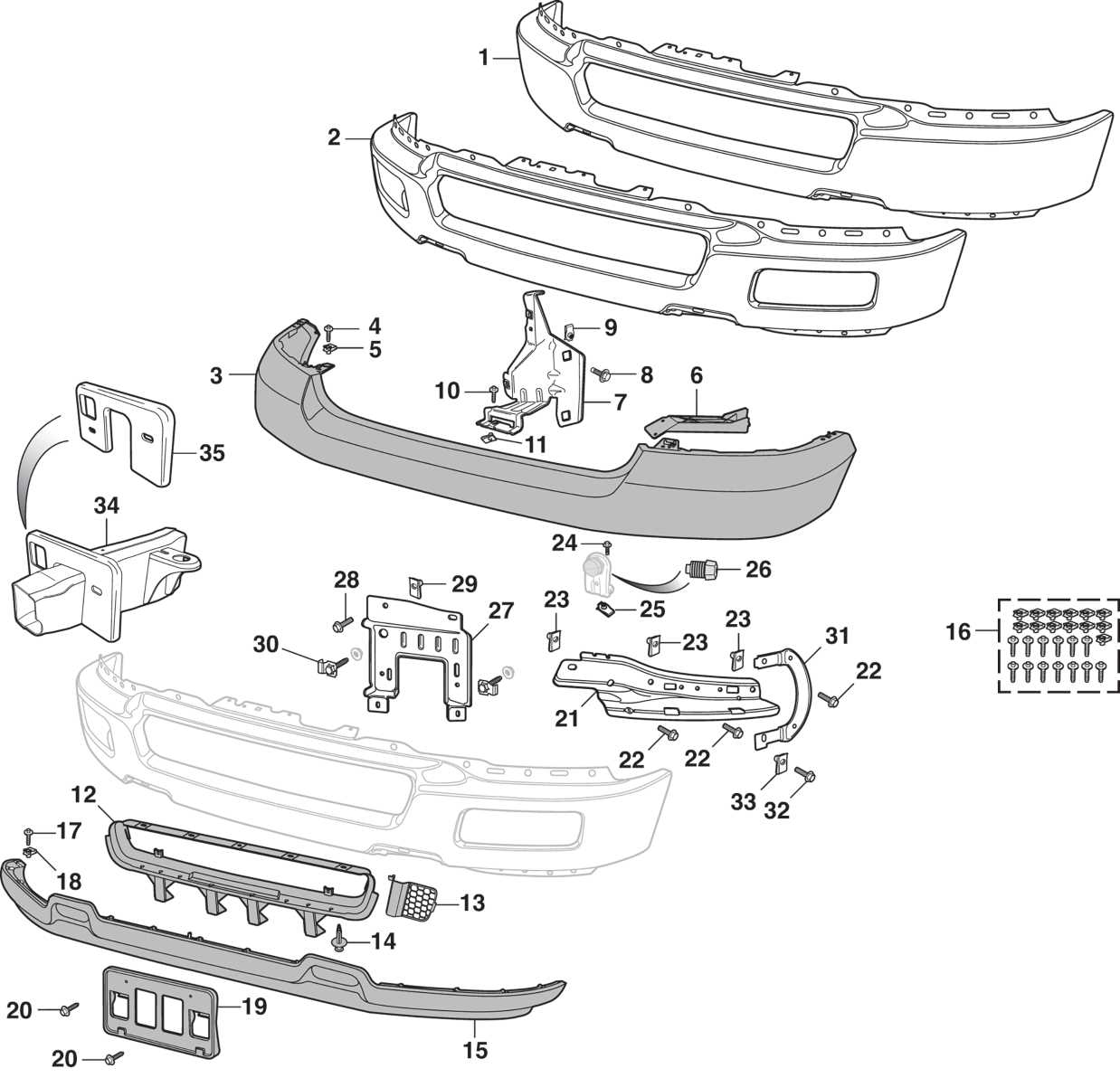 2021 ford f150 front bumper parts diagram