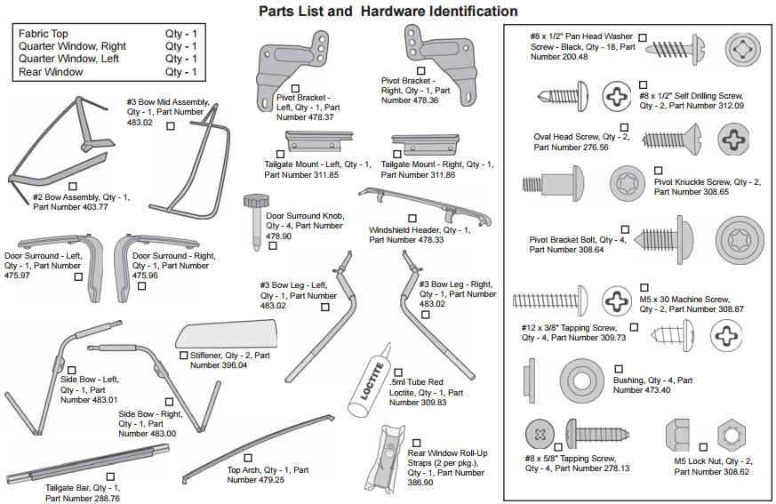 jeep soft top parts diagram