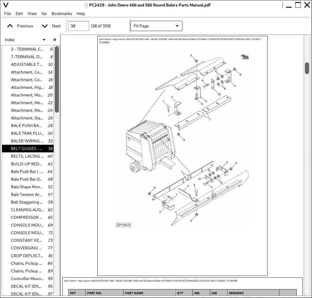 john deere 566 baler parts diagram