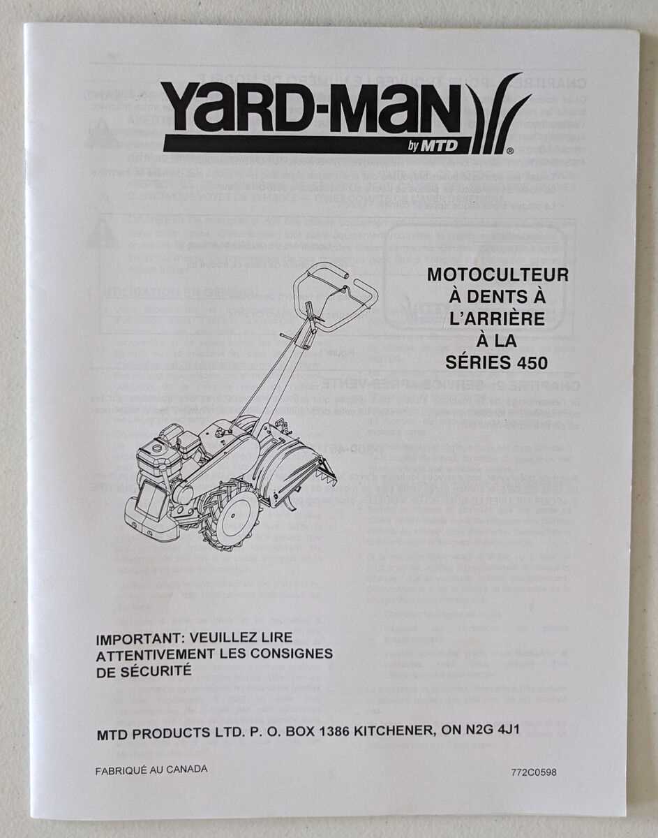 yard machine rear tine tiller parts diagram