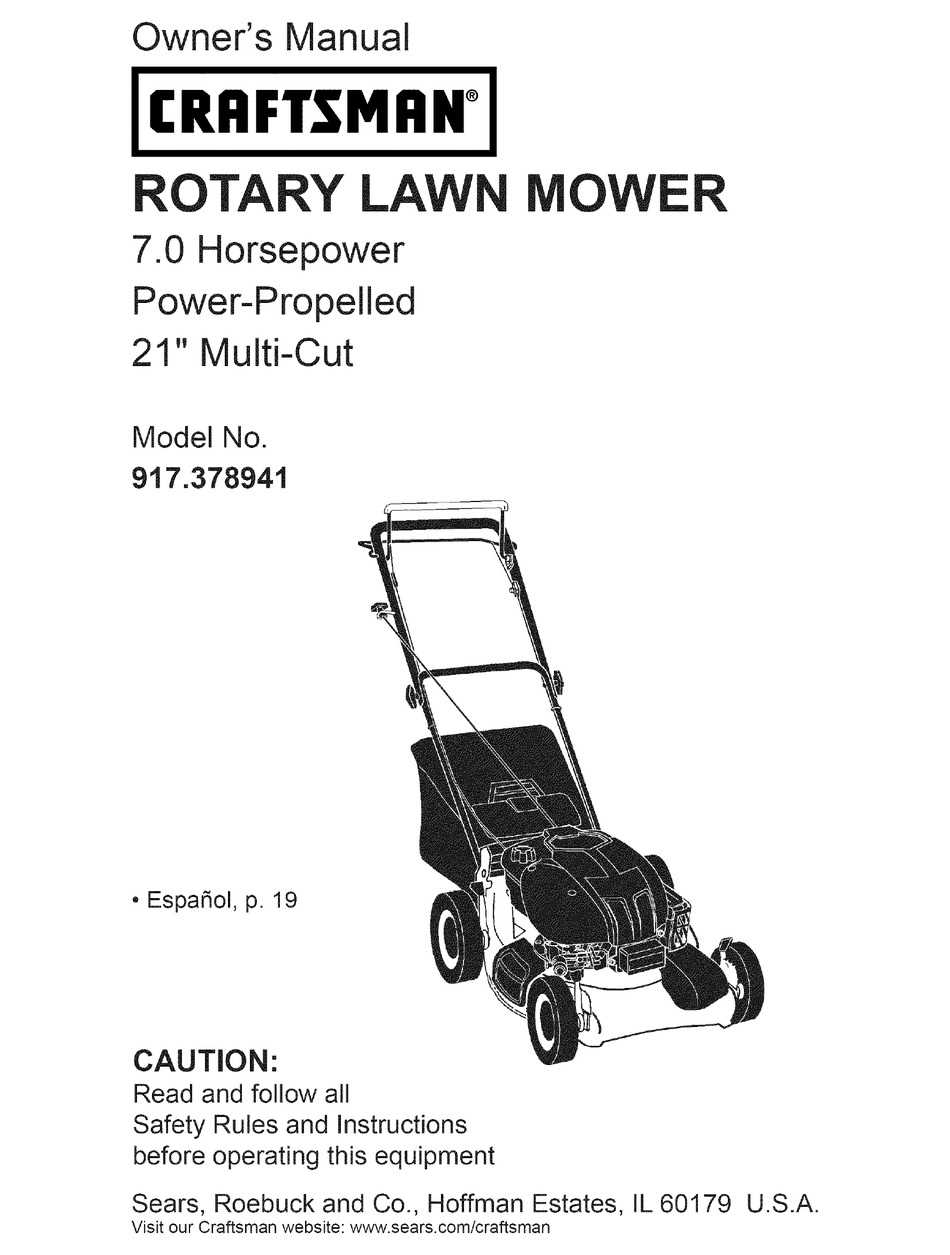 manual craftsman self propelled lawn mower parts diagram