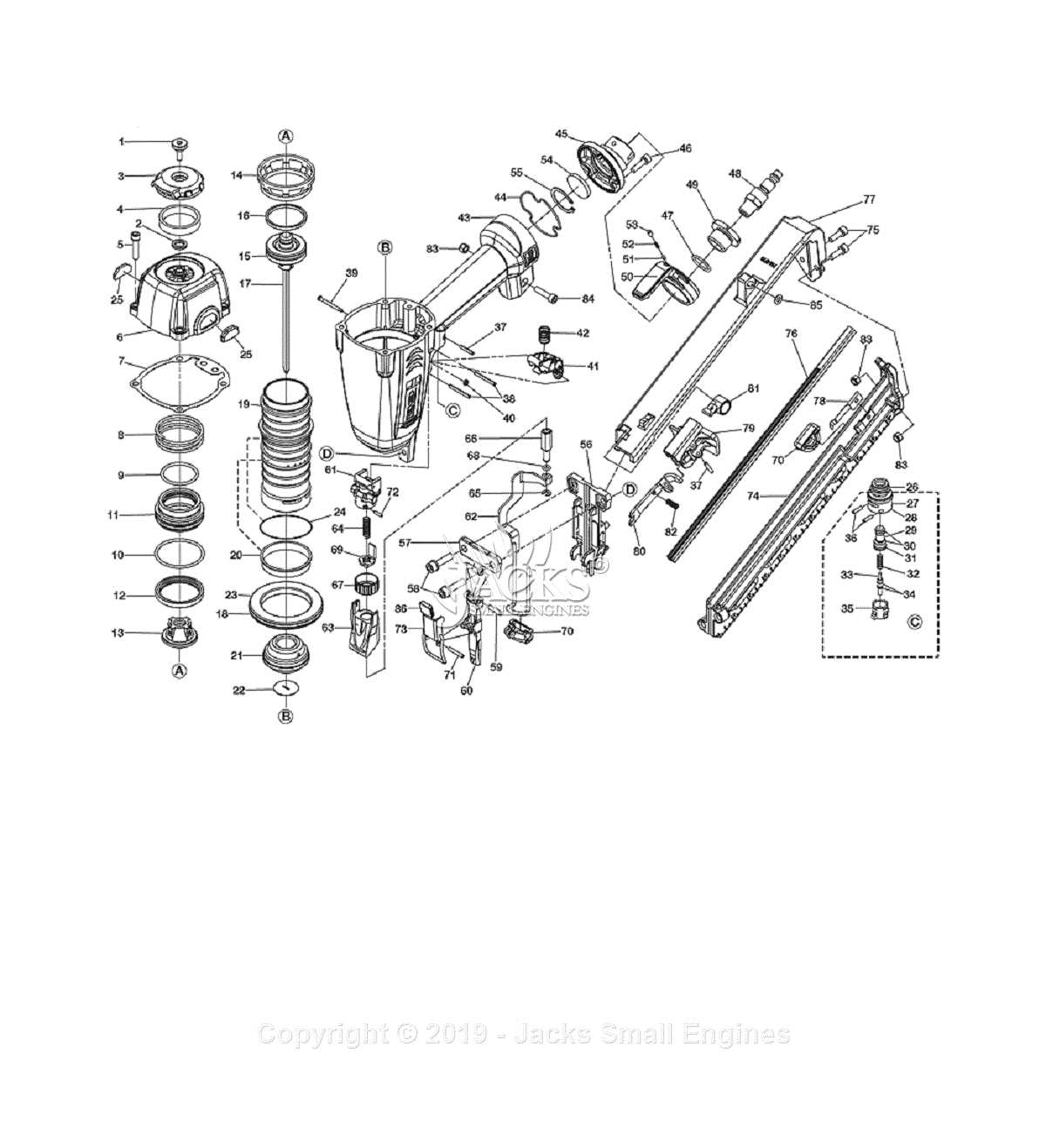 hitachi nail gun parts diagram