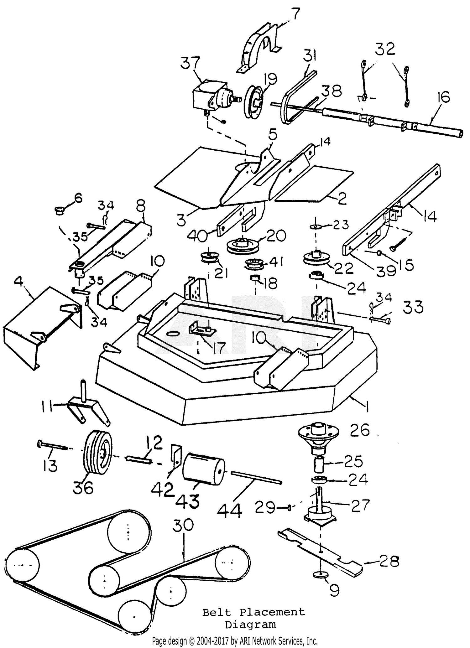 cub cadet 42 inch mower deck parts diagram