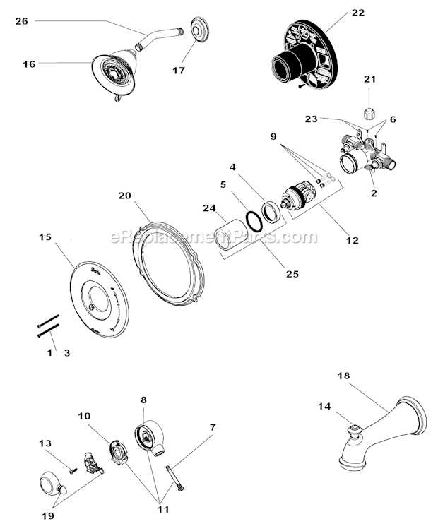 parts of a shower faucet diagram