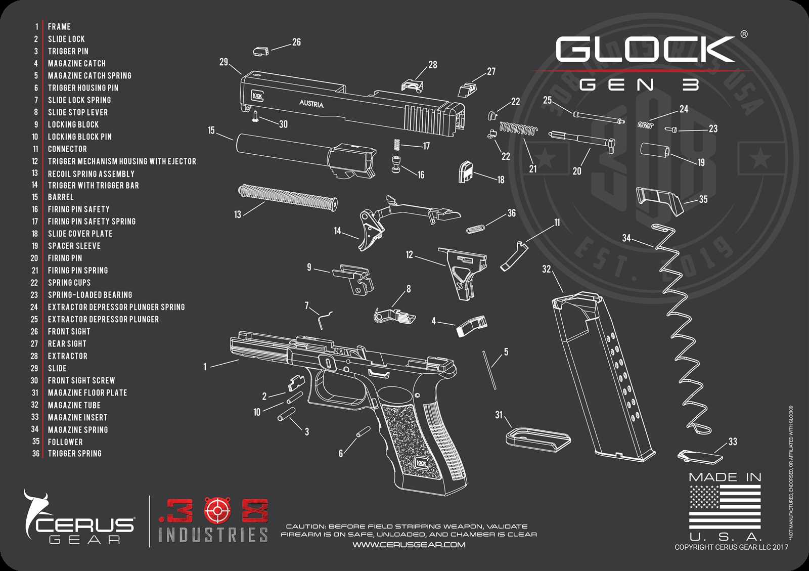 glock 19 gen 3 parts diagram