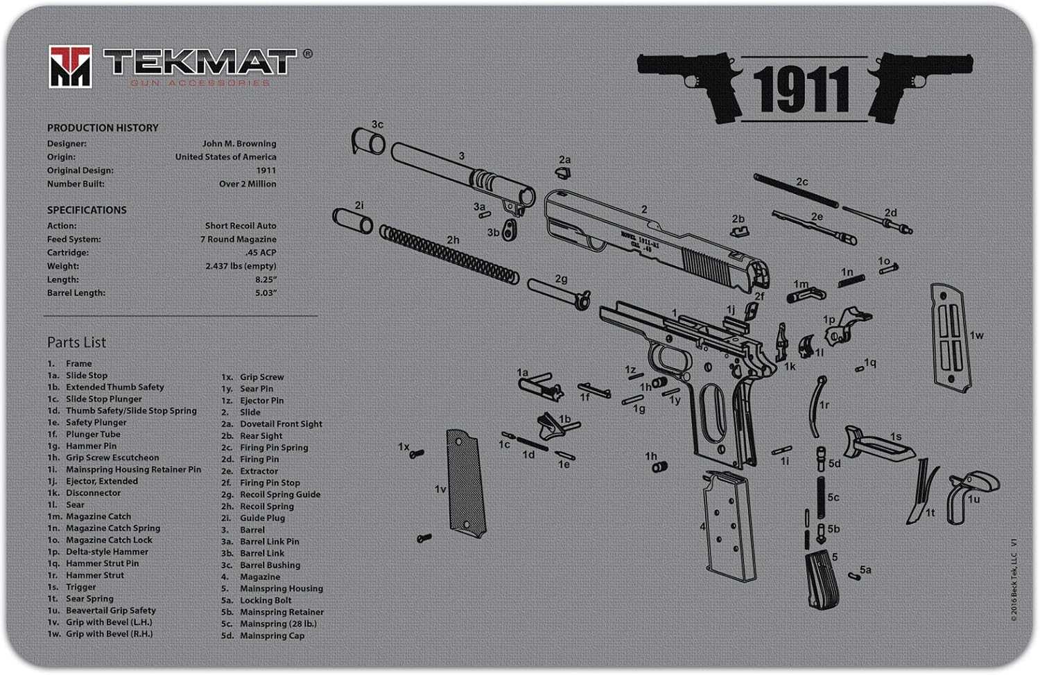 1911 pistol parts diagram