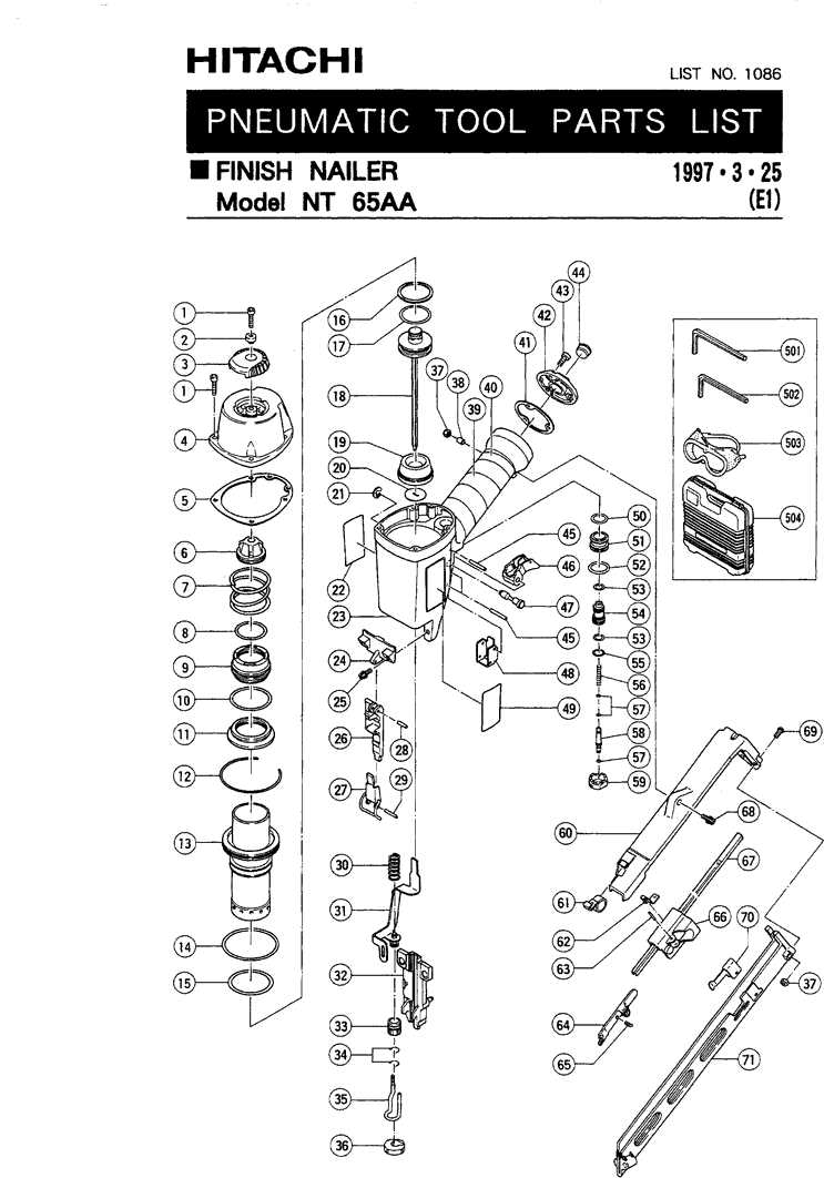 hitachi nail gun parts diagram