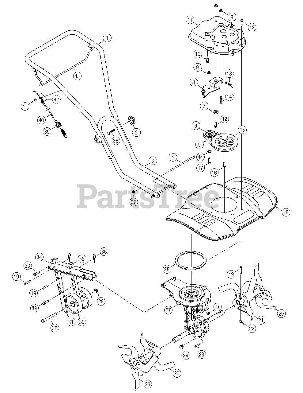 huskee tiller parts diagram